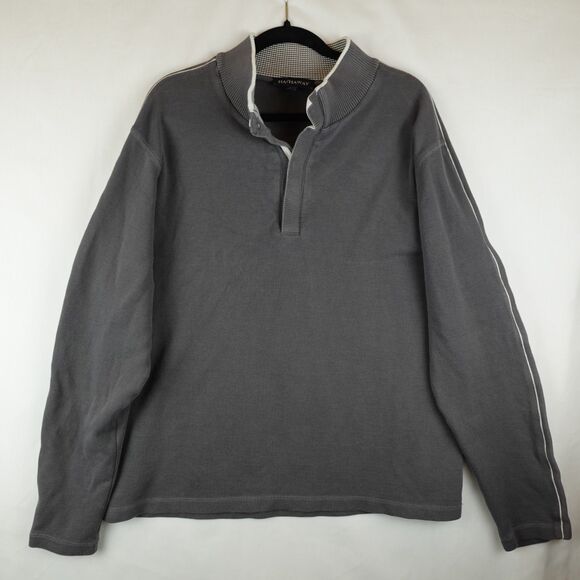 Hathaway Other - Hathaway Pullover Ribbed Knit Sweater Men's XXL Gray 1/4 Button Up Fall Golf